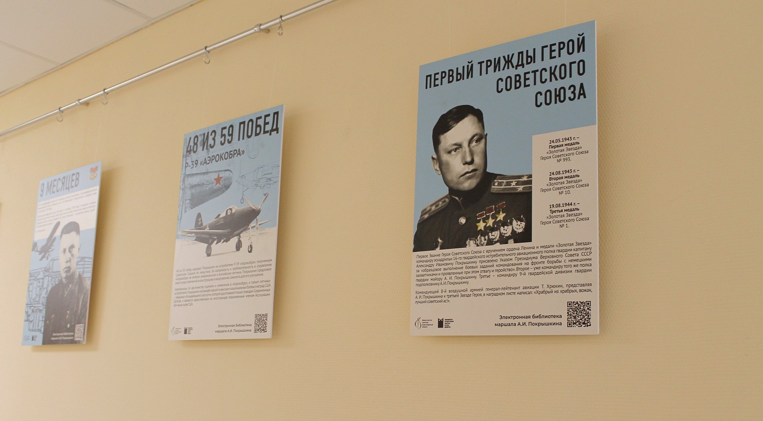 Приглашаем на выставку плакатов «Сибирский сокол», посвящённую 110-летию со дня рождения А.И. Покрышкина, лётчика-аса, первого трижды Героя Советского Союза
